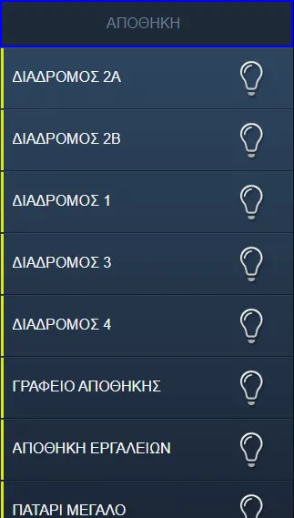 Φωτισμός αποθήκης ανά διάδρομο