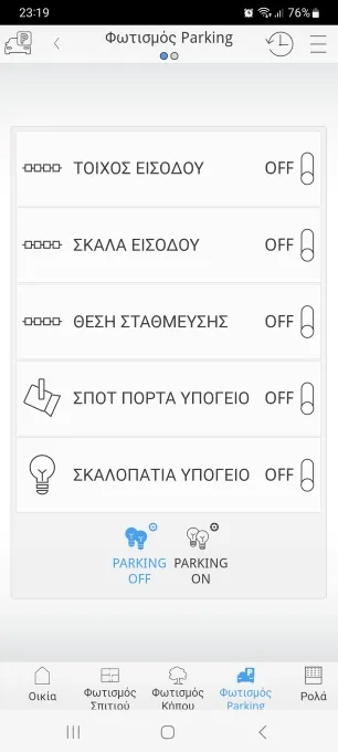 Οπτικοποίηση ComfortClick: φωτισμός και έλεγχος πάρκινγκ